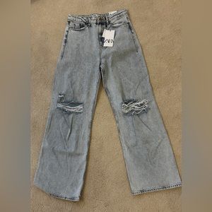 ZARA WIDE LEG JEANS- High rise seamless wide leg long length rigid